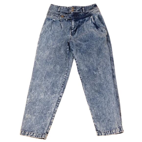 Vintage 80s Weathered Blues High Waisted Acid Wash Mom Jeans size large - Picture 2 of 16